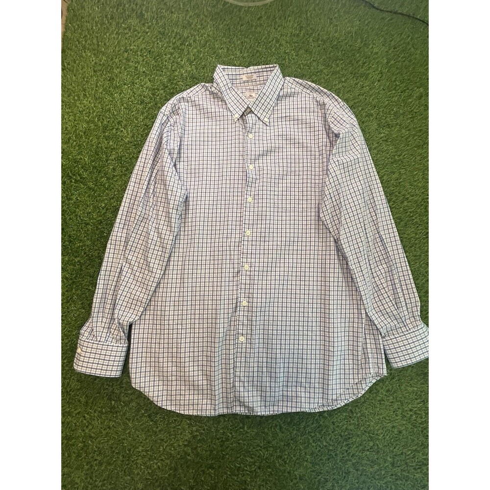 Peter Millar Blue Plaid Button-Down Size XL Crown 100% Cotton EUC AUTHENTIC
